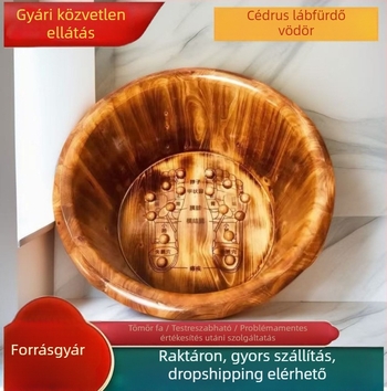 Szénizált cédrusfa lábfürdő vödör masszázzsal, tömörfa, otthoni használatra