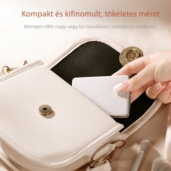 Kétoldalas összecsukható sminktükör PU bőr felülettel, mágneses zárás, HD