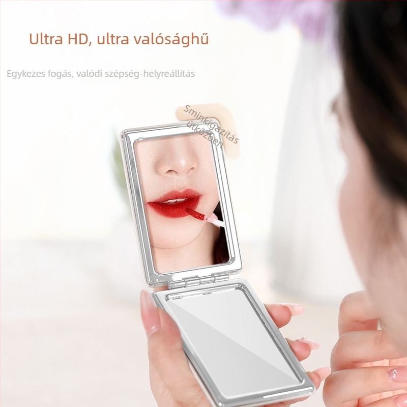 Kétoldalas összecsukható sminktükör PU bőr felülettel, mágneses zárás, HD