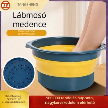 Összecsukható lábfürdő vödör magasított oldalú, hordozható otthoni lábmasszázs medence