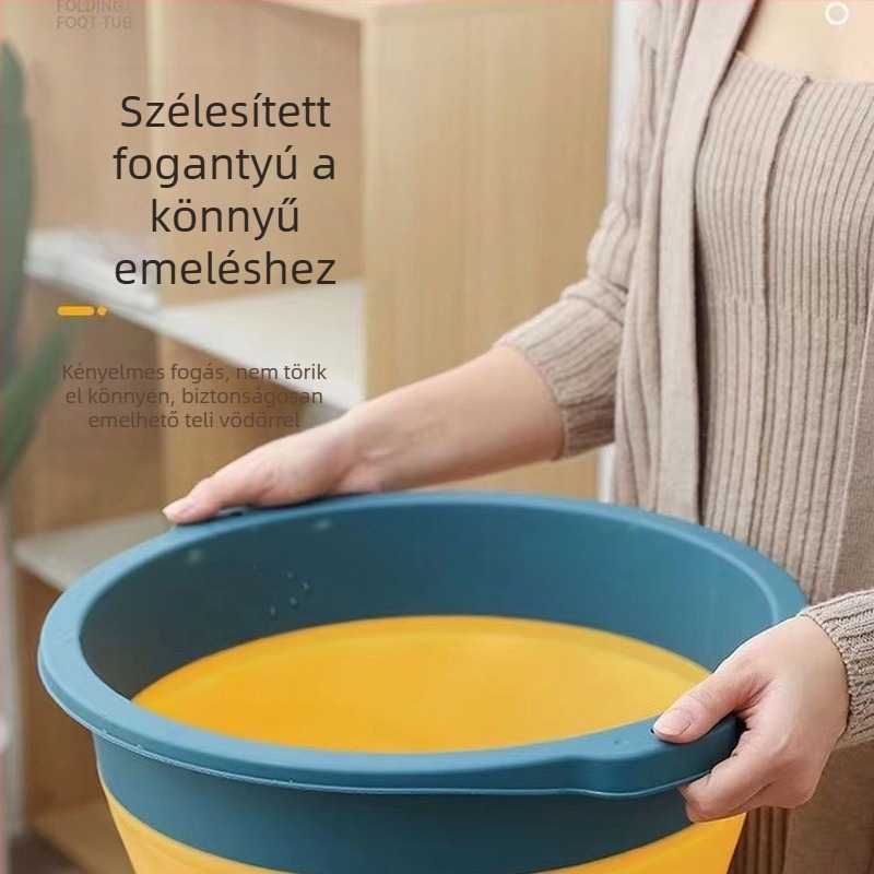 Összecsukható lábfürdő vödör magasított oldalú, hordozható otthoni lábmasszázs medence
