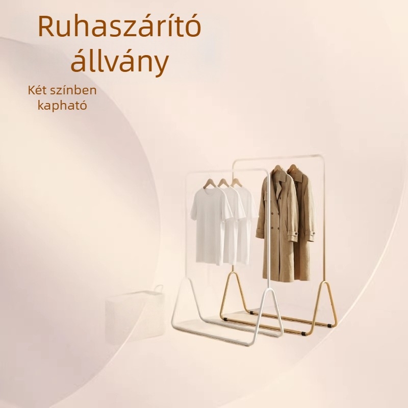 80×150 cm padlón álló ruhaszárító, otthoni használatra, kis hálószobába, beltéri erkélyre, egycsövű kivitel, minimalist dizájn