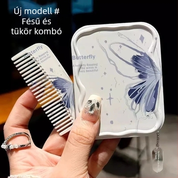 Hordozható összecsukható sminktükör – kétfunkciós kompakt fésülőtükör kollégiumban