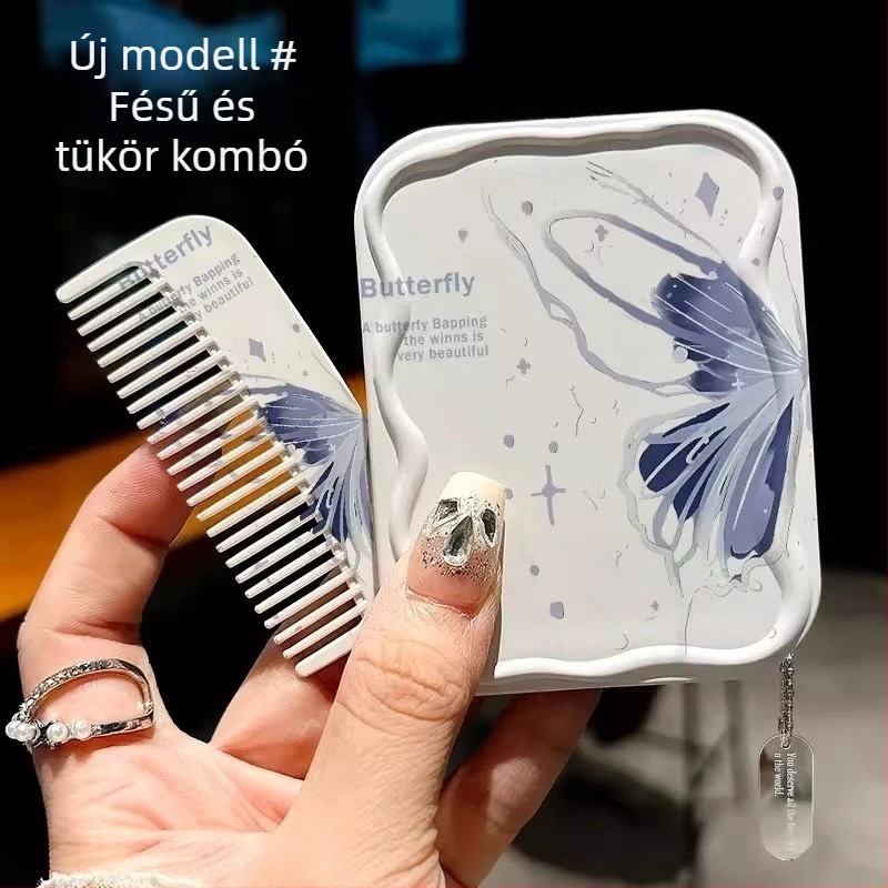 Hordozható összecsukható sminktükör – kétfunkciós kompakt fésülőtükör kollégiumban