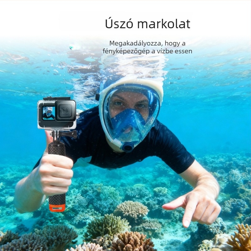 GoPro 9-13 vízálló ház úszó rúddal – sportkamera kiegészítő, ütés- és porálló, merülésvédelmet nyújtó