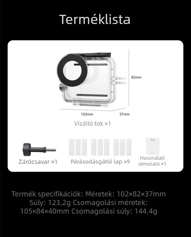 Telesin vízálló tok DJI Osmo Nanohoz, védő burkolat mini kamerához, 60 m vízállóság