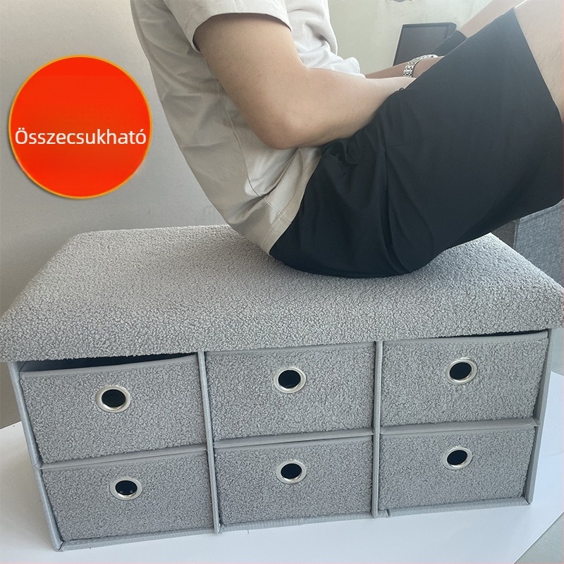 Összecsukható tároló ülőke fiókkal – otthoni használatra, lábtámasz