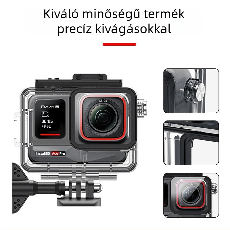 Insta360 Ace Pro2 vízálló burkolat merüléshez, objektívvédő sapka és 60 m védőház sportkamera számára
