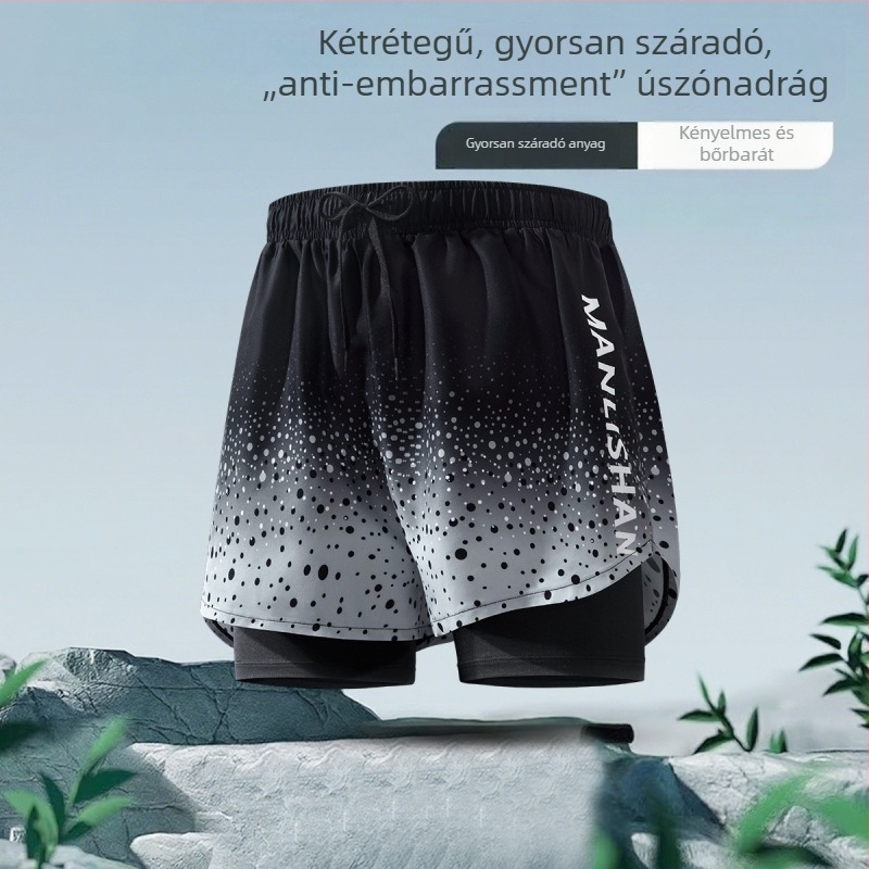 Férfi úszónadrág 2025 nyár – duplarétegű, laza szabású
