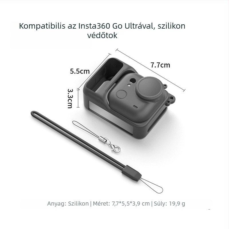Insta360 Go Ultra szilikon védőtok – ütésálló és elvesztés elleni védelem, sportkamera-kiegészítő
