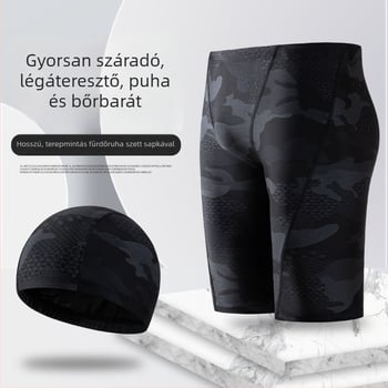 Kamuflážsos férfi úszónadrág, légáteresztő, plusz méret, lazított szabás