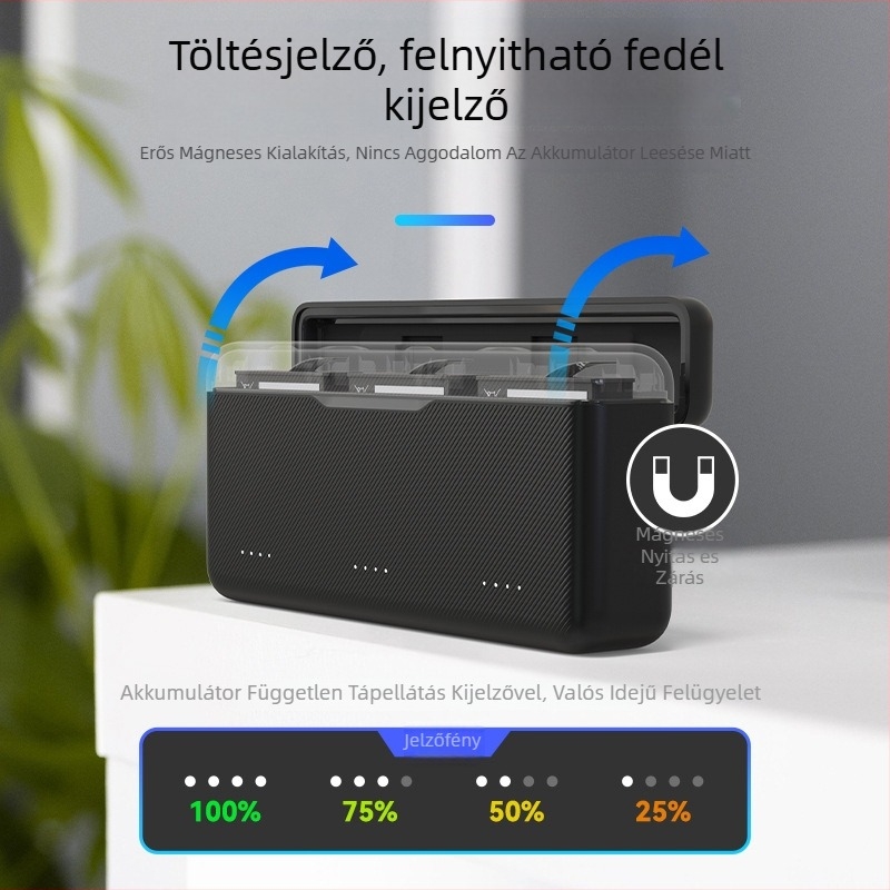 TELESIN Gyors töltésre tervezett tok DJI Action 6-hoz, hordozható töltő és Action5Pro kiegészítők