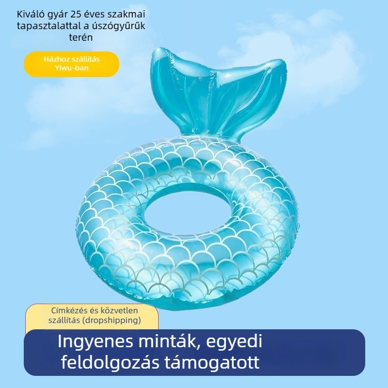 Áttetsző halas úszógumi medencéhez, környezetbarát PVC, vastagított kivitel, dőlés elleni védelem, gyerekeknek