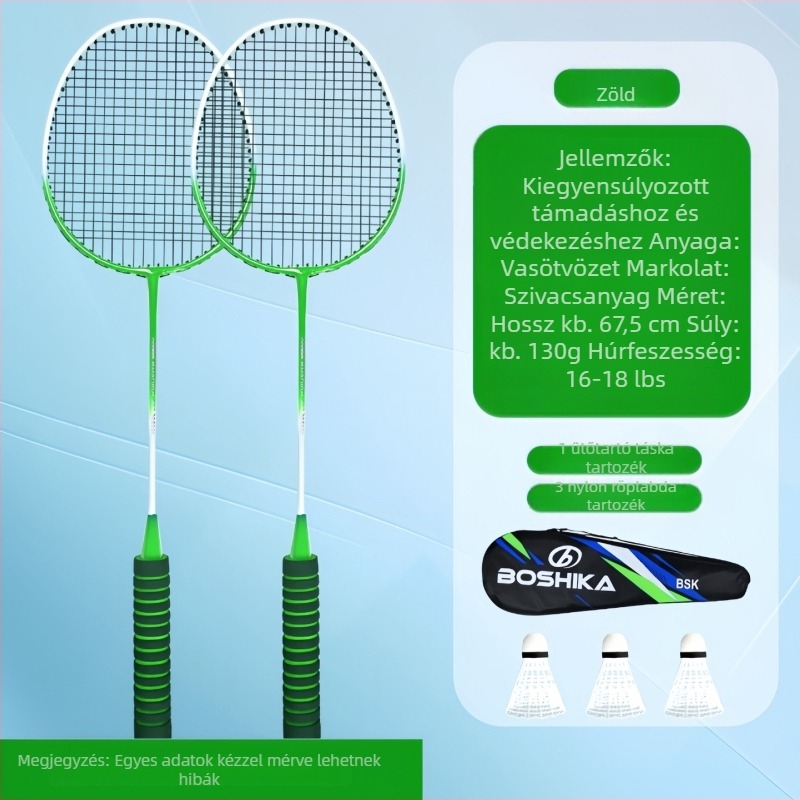 Badminton ütő ötvözetből, egy darabból álló kivitel, nagy rugalmasság, edzésre felnőtteknek