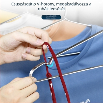 Széles vállú rozsdamentes acél ruhakaasztó, varrat nélküli kialakítás, megerősített dizájn