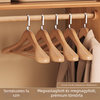 Logóval ellátott tömörfa ruhaakaszók, otthoni használatra, széles vállú, csúszásmentes, nyomot nem hagyó, ruházati üzletek számára