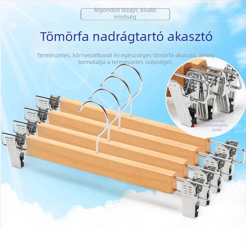 Tömörfa nadrágakasztó csipeszekkel, nyomot nem hagyó, multifunkcionális, kihúzható, férfiak, nők és gyerekek számára