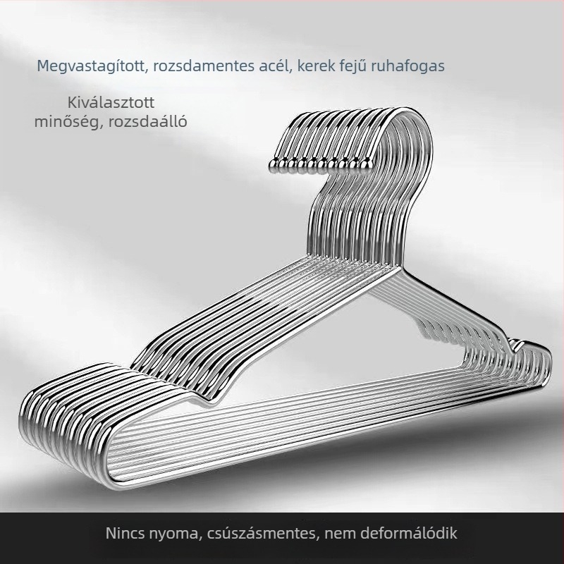 Rozsdamentes acél ruhavállfa, 3 mm-es huzal, 45 cm hosszú, tömör