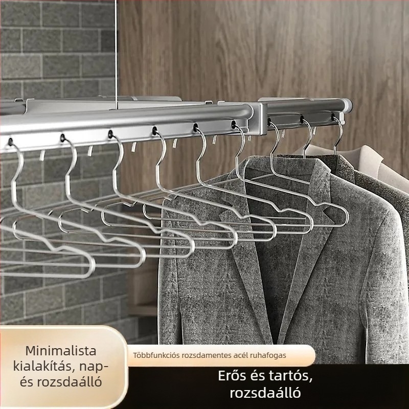 Rozsdamentes acél ruhavállfa, 3 mm-es huzal, 45 cm hosszú, tömör