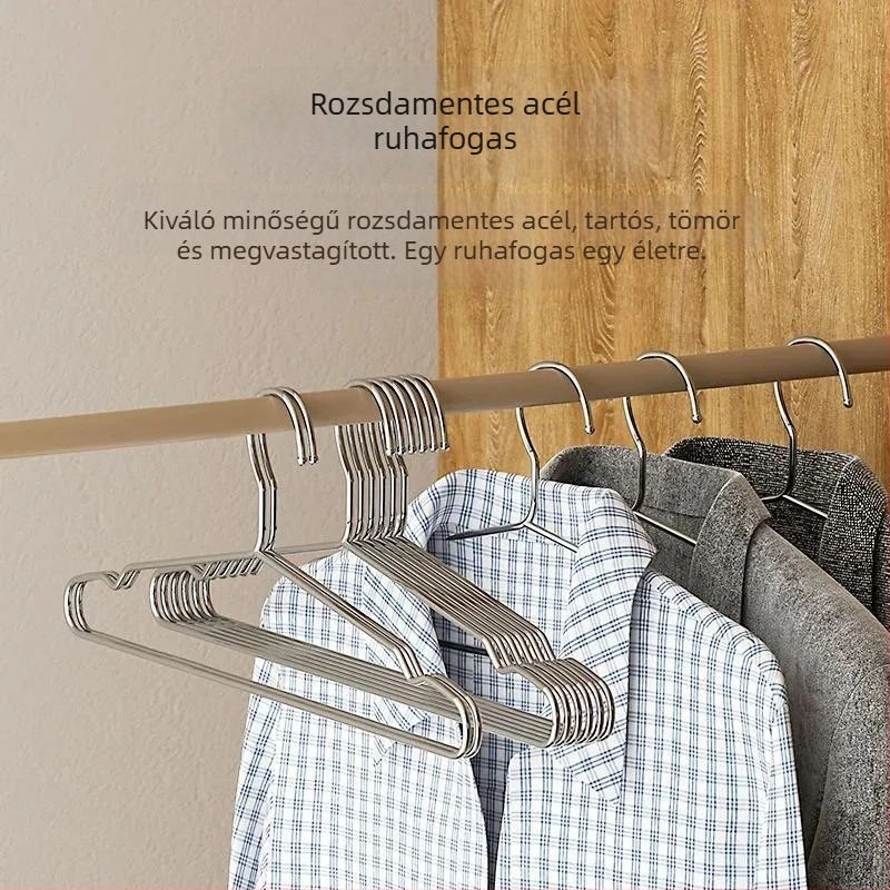Rozsdamentes acél ruhavállfa, 3 mm-es huzal, 45 cm hosszú, tömör