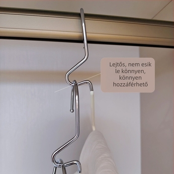 Magas mangán acélból készült, stackelhető gooseneck nadrágakasztó, nano-bevonattal, helytakarékos, csúszásmentes