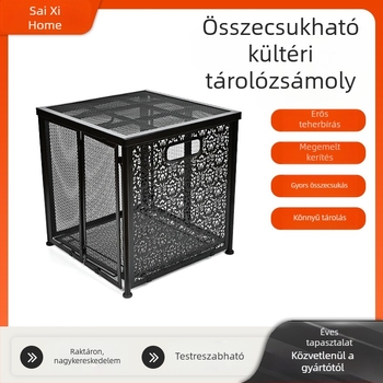 Szénacél kültéri összecsukható tároló taburet