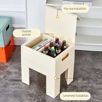 Műanyag tároló taburet nappaliba, modern minimalista stílus
