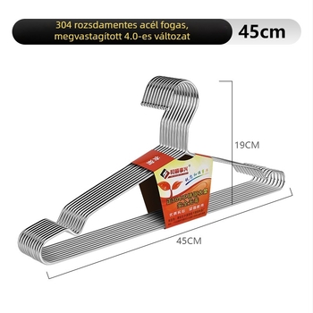 304 rozsdamentes acél ruhakasztó csúszásmentes acélgolyóval, 3,2 mm vastagságú, gyermekeknek 32–45 cm