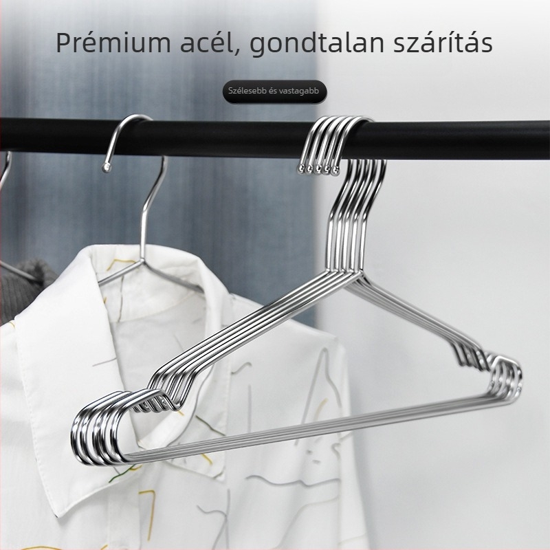 304 rozsdamentes acél ruhakasztó csúszásmentes acélgolyóval, 3,2 mm vastagságú, gyermekeknek 32–45 cm