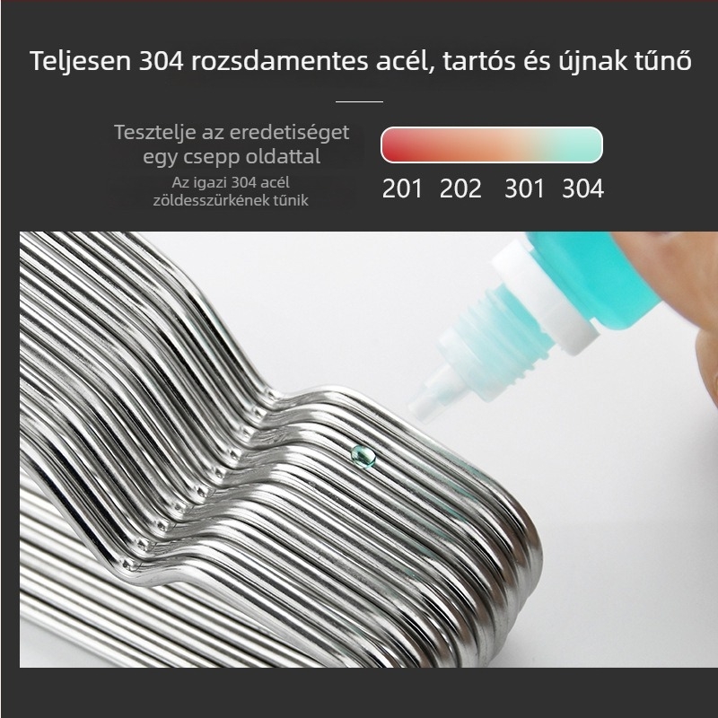 304 rozsdamentes acél ruhakasztó csúszásmentes acélgolyóval, 3,2 mm vastagságú, gyermekeknek 32–45 cm