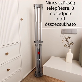 Összecsukható padlón álló ruhaszárító állvány kettős rúddal, vastagított belső teleszkópos kialakítás, beltéri és kültéri használatra