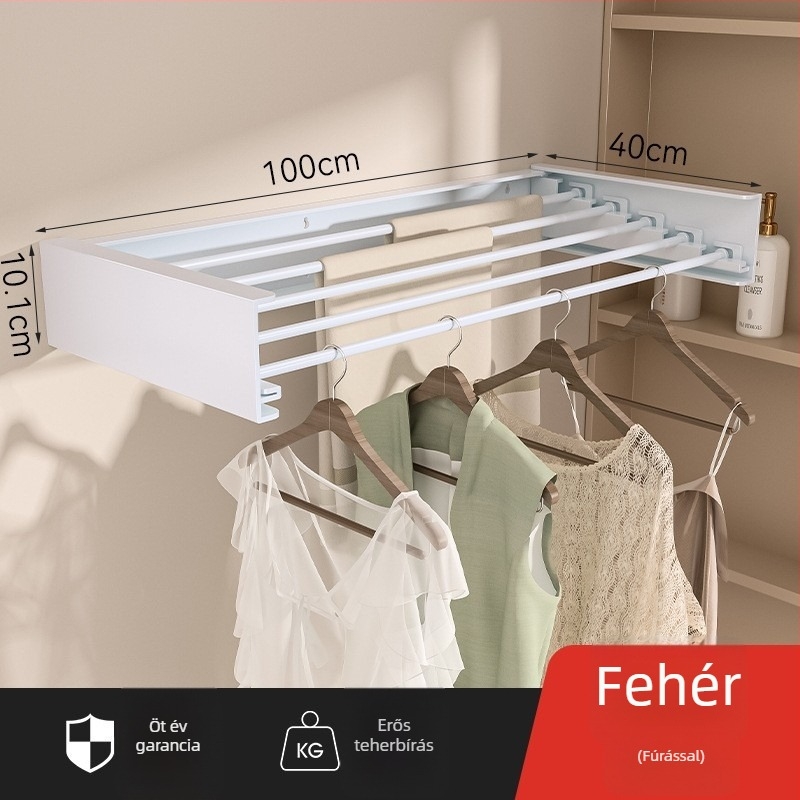 Erkélyre hajtogatható ruhaszárító, beltéri falra szerelt, modern minimalista stílus