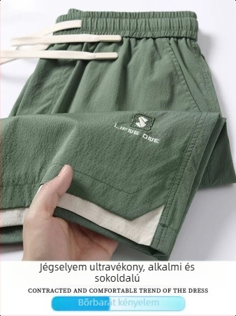 Férfi nyári rövidnadrág 2026 — könnyű ice silk anyag, laza szabás, térd alatti hossz