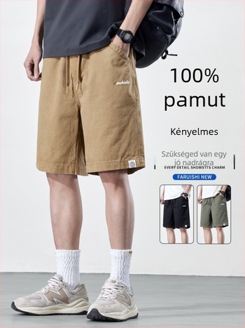 100% pamut khaki munkás rövidnadrág férfiaknak, nyár 2025, capri hossz