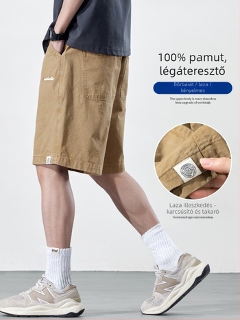 100% pamut khaki munkás rövidnadrág férfiaknak, nyár 2025, capri hossz