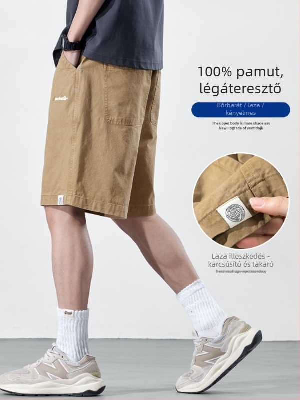 100% pamut khaki munkás rövidnadrág férfiaknak, nyár 2025, capri hossz