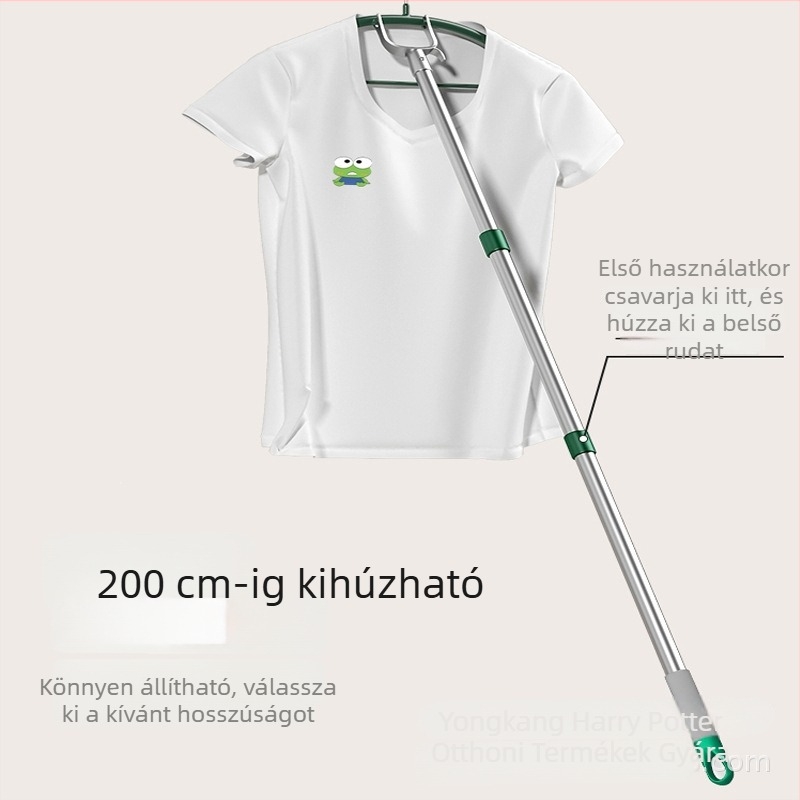 2 m-es rozsdamentes acélból készült állítható ruhaszárító rúd Y-ágú konzollal, otthonra vagy kollégiumba