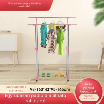 Rozsdamentes acél ruhaszárító állvány, kettős rúddal