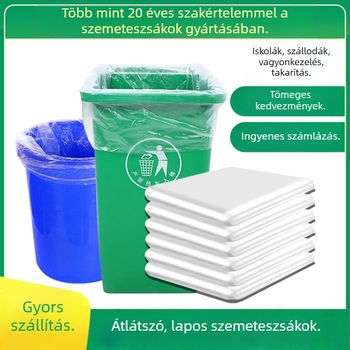 Átlátszó, síknyílású szemeteszsák, vastagított, nagy méretű, fehér, ingatlan- és egészségügyi létesítmények számára, polietilén