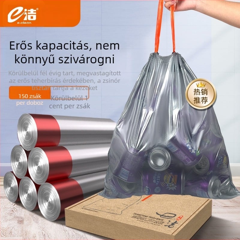 HDPE vastagított szemetes zacskók húzózsinórral, nagy méret, konyha és háztartás