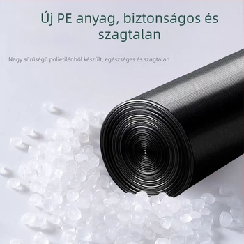 Fekete, vastagított és megnövelt méretű szemeteszsák lapos szájú kivitelben, PE anyag, 100 db/csomag, általános használatra