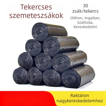 Fekete hulladékzsákok, nagy méretű, vastagított, tekercses, otthoni és szállodai használatra, egyszer használatos, nagykereskedelem