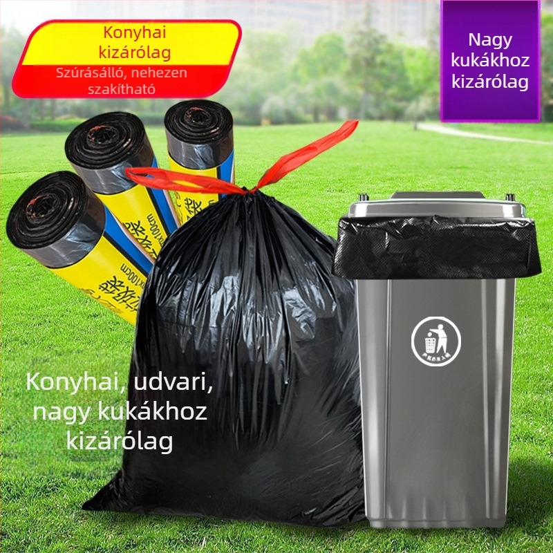 Vastagított húzószemeteszsák konyhához, nagy tekercs, háztartási használatra, automata zárás