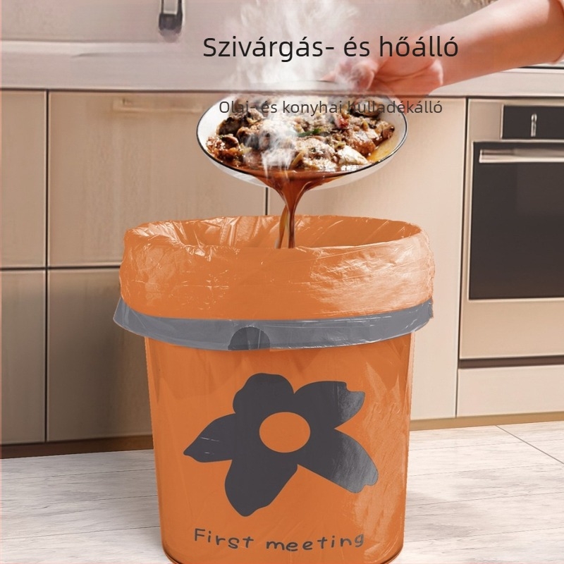 Vastagított virágmintás háztartási szemeteszsák, szakadásmentes, húzózsinóros típus