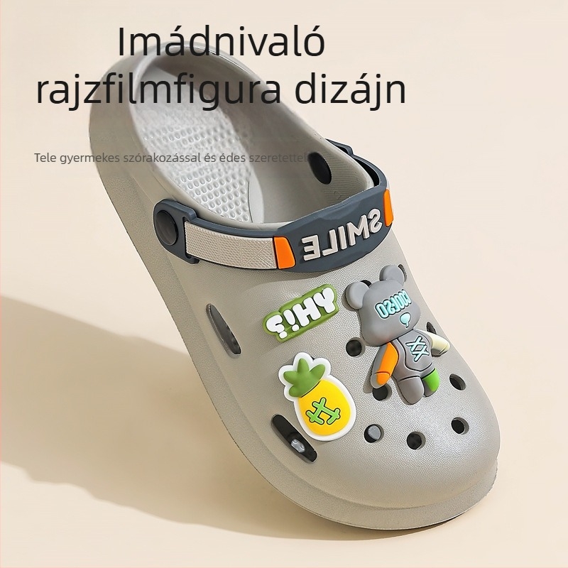 Nyári EVA habtalpú gyerekklógszandálok nagyobb gyerekeknek, csúszásmentes zárt orrú, vastag puha talppal, fiúknak