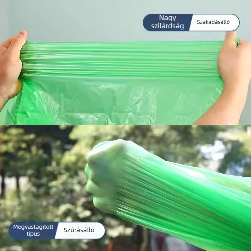 Vastagított zöld, nagy méretű egyszer használatos, színes szemeteszsákok, osztályozáshoz, lapos nyílással