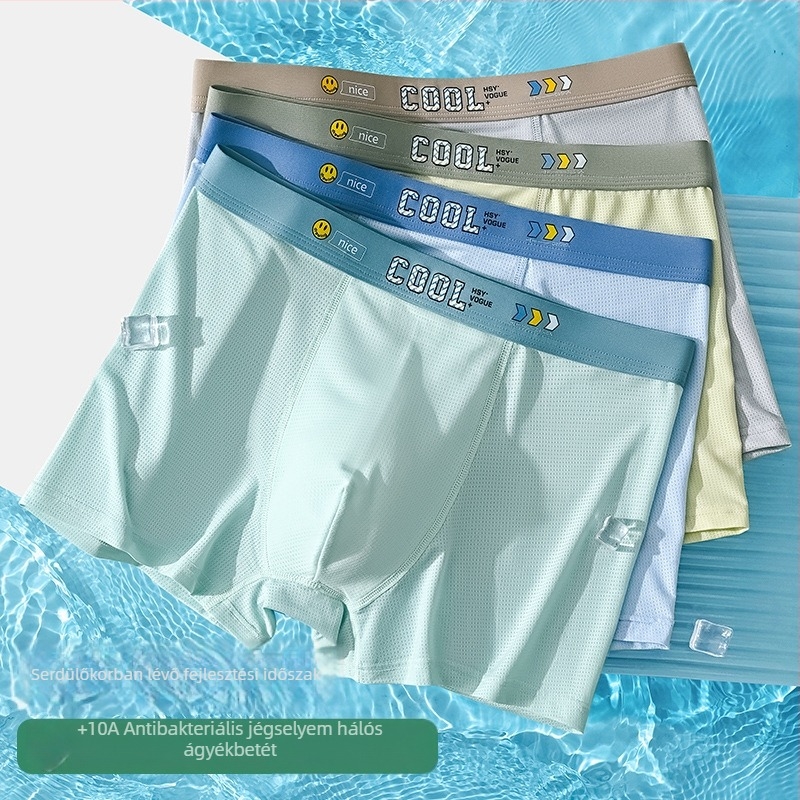 Tinédzser fiúk nyári alsónadrág, légáteresztő Ice Silk hálós anyaggal, 12–15 évesek