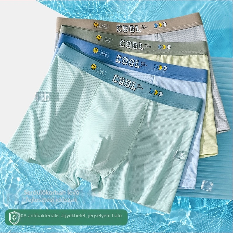 Tinédzser fiúk nyári alsónadrág, légáteresztő Ice Silk hálós anyaggal, 12–15 évesek