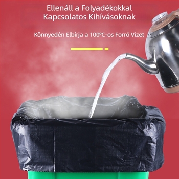 Nagy, vastagított fekete műanyag szemeteszsákok szállodai használatra, egyszer használatos, sík szájkialakítással