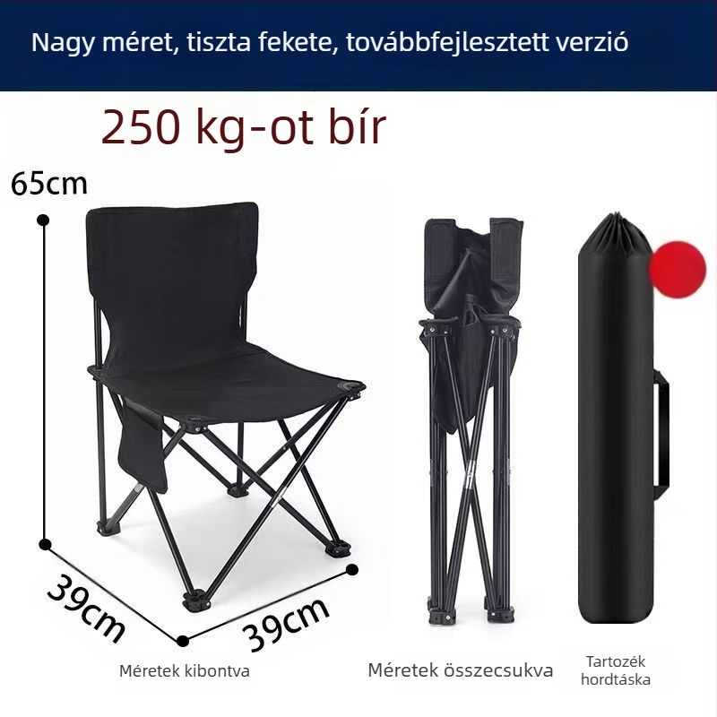 Kültéri összecsukható szék háttámlával, horgászatra, piknikre és kempingezésre; hordozható és kényelmes vázlatokhoz